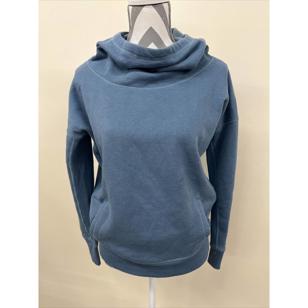 Zyia Active Cowl Neck Sweatshirt LS Blue Thumbholes Pockets Women's Sz XS Chrty
